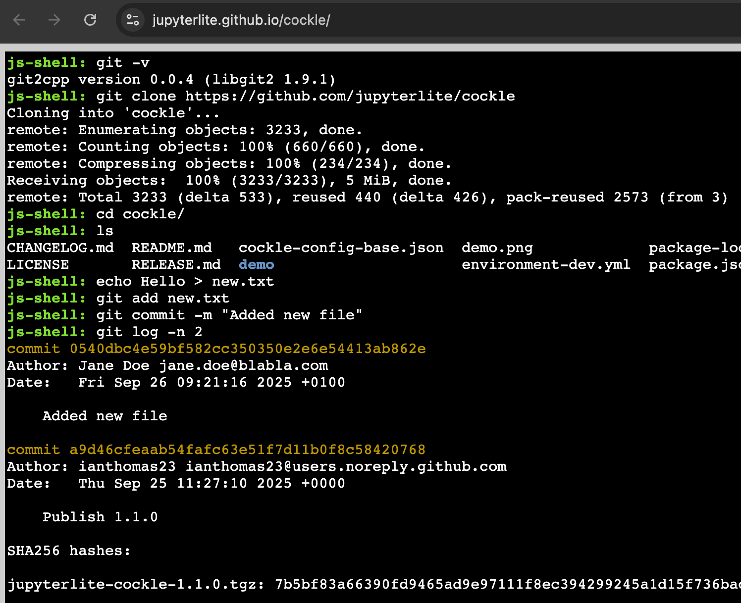 git2cpp running in cockle