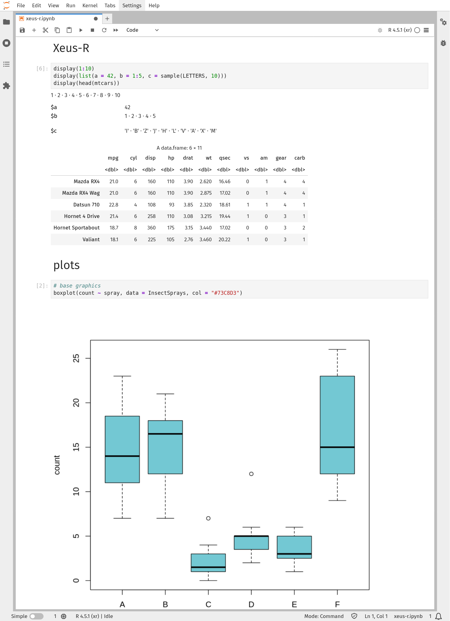 Example Jupyter notebook for Xeus-R kernel